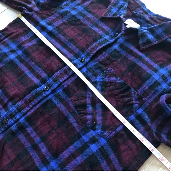 Golden by Tna Plaid Flannel Shirt Dress in Maroon & Blue Size S - Picture 3 of 11